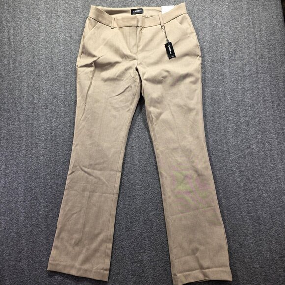 Express Pants Womens 12R Khaki Columnist Barely Boot Mid Rise Stretch Dress - Picture 1 of 12